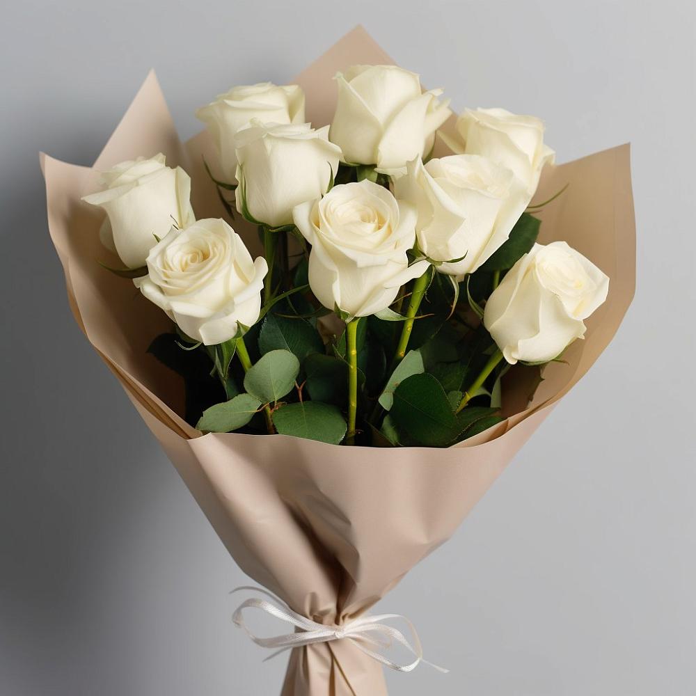 Букет 9 Белых роз Эдлесс Лав в Дюртюли