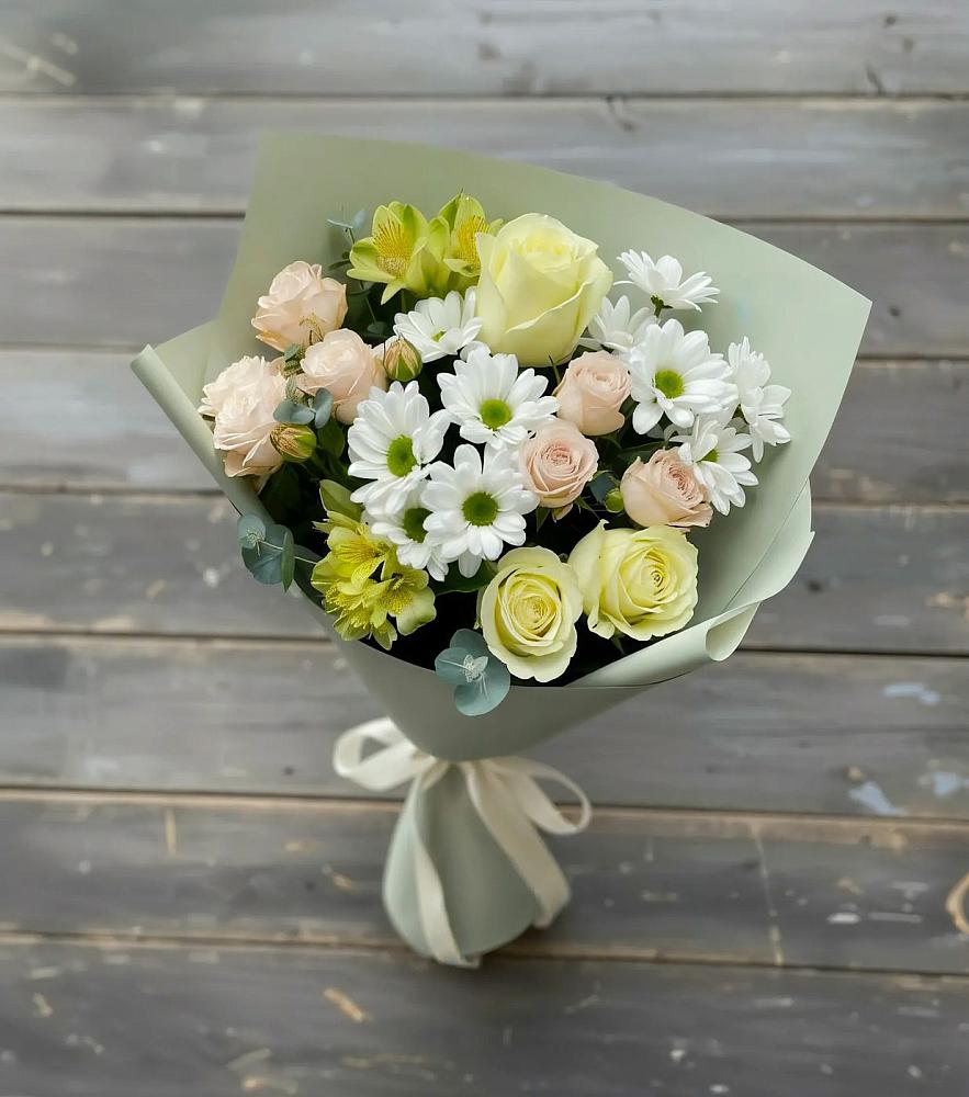 Букет цветов из: Альстромерии, Розы и Хризантемы в Дюртюли