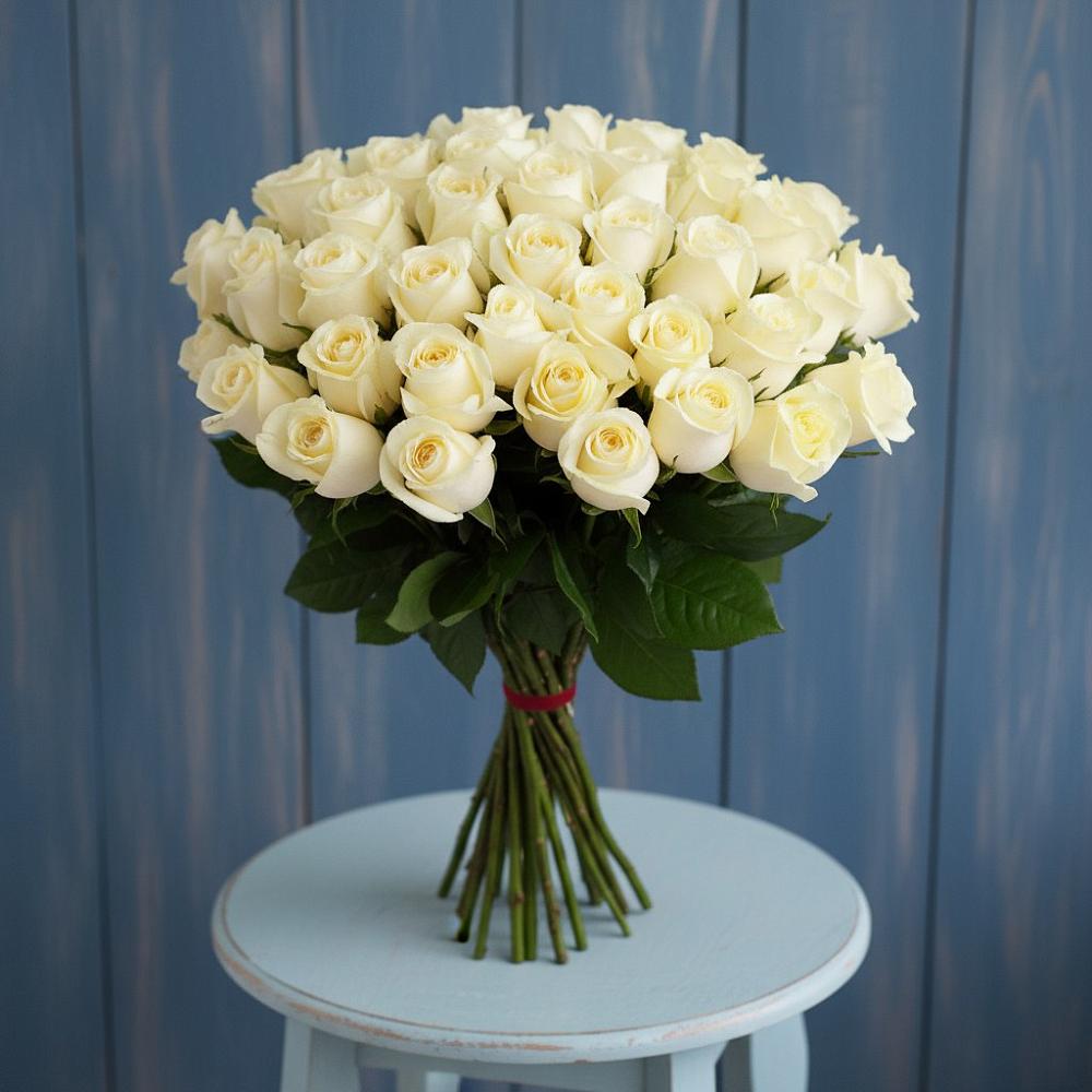 Букет 51 Белая роза Эдлесс Лав в Дюртюли