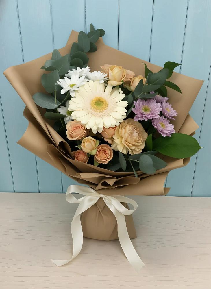 Букет цветов из: Герберы и Хризантемы в Дюртюли