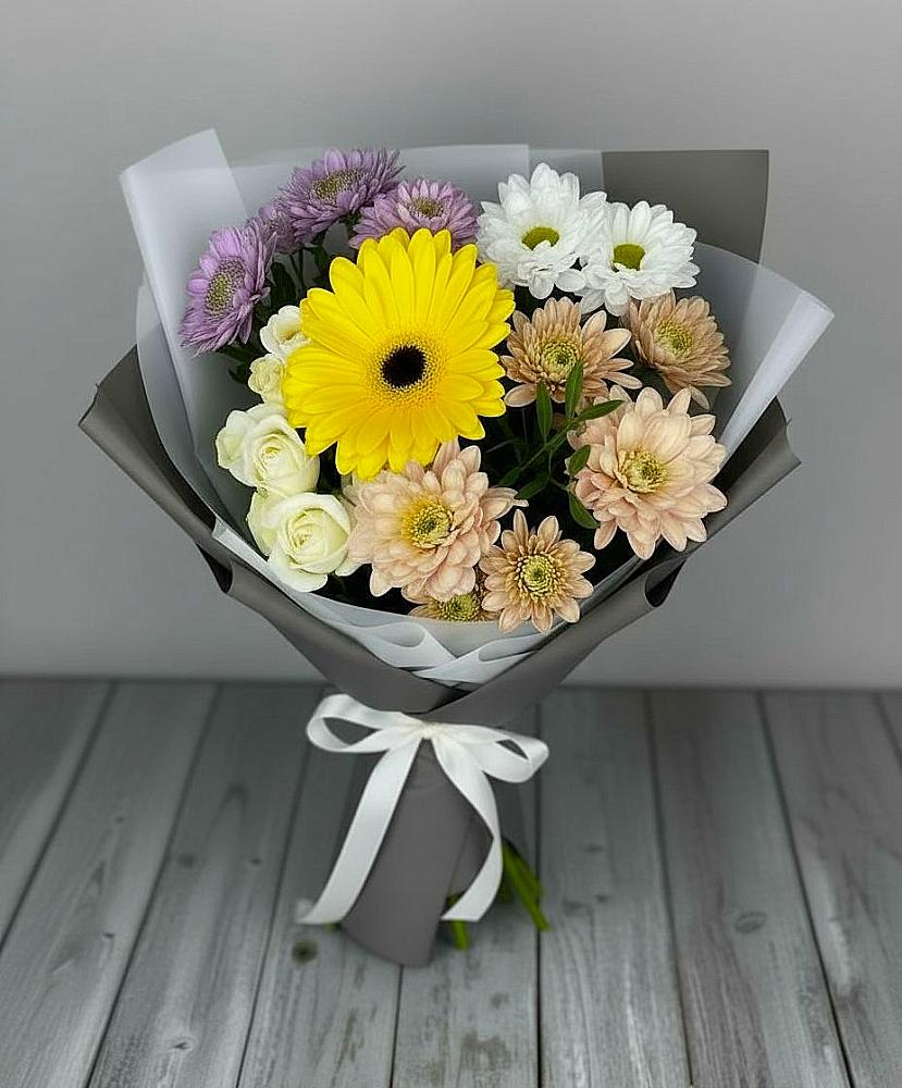 Букет цветов из: Розы, Герберы и Хризантемы в Дюртюли