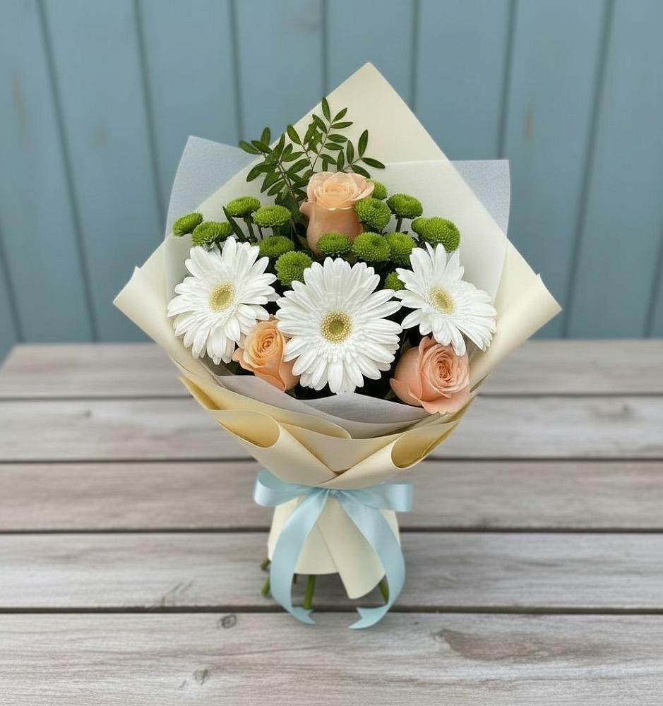Букет цветов из: Герберы, Розы и Хризантемы в Дюртюли