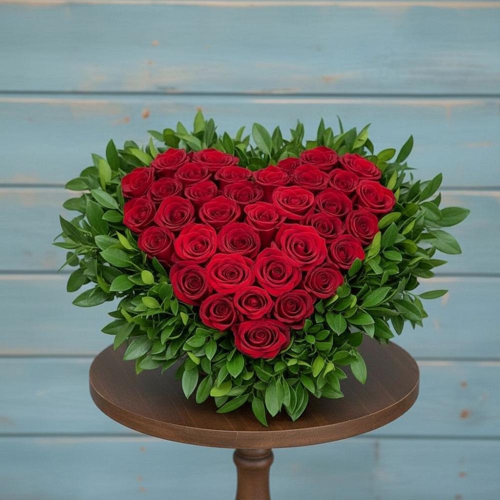 Цветочная композиция из Розы в виде сердца в Дюртюли