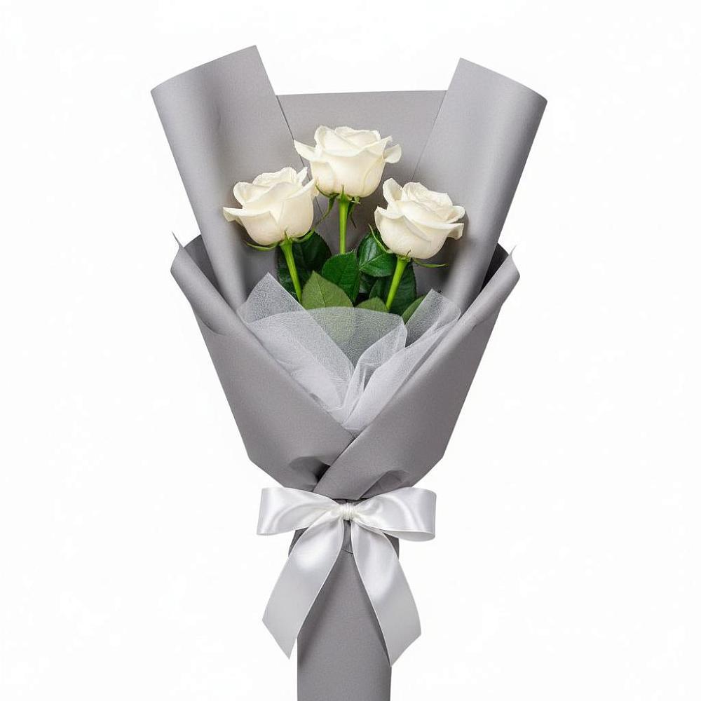 Букет 3 белые розы в Дюртюли