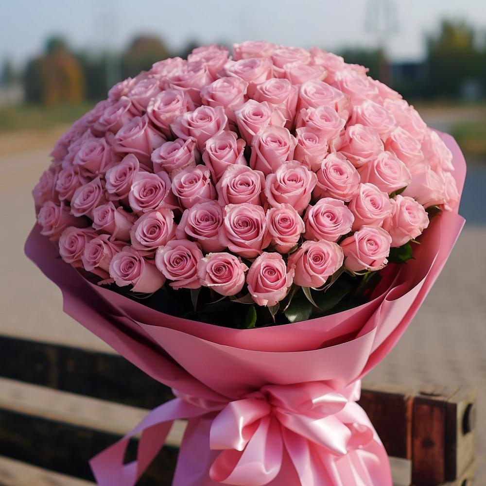 Букет 101 Розовая роза Хэвэн в Дюртюли