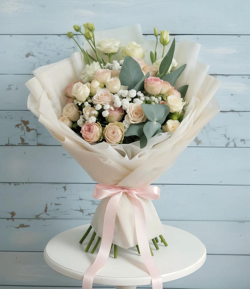 Букет цветов из: Розы и Лизиантусы в Дюртюли