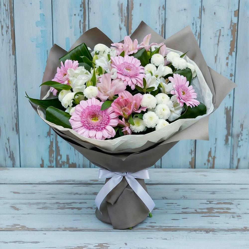 Букет цветов из: Герберы, Альстромерии и Хризантемы в Дюртюли