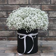 Цветочная композиция из Гипсофила в шляпной коробке в Дюртюли