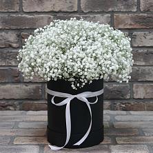 Цветочная композиция из Гипсофила в шляпной коробке в Дюртюли